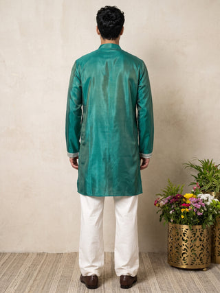 Embroidered Silk Blend Kurta for Men