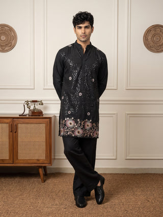 Silk Blend Embroidered & Sequin Kurta for Men