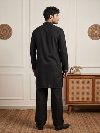Silk Blend Embroidered & Sequin Kurta for Men