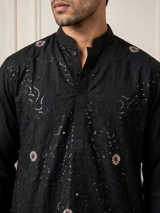 Silk Blend Embroidered & Sequin Kurta for Men
