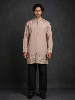Silk Blend Embroidered Kurta for Men