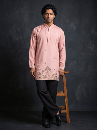 Silk Blend Embroidered Kurta for Men