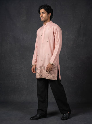 Silk Blend Embroidered Kurta for Men