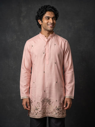 Silk Blend Embroidered Kurta for Men
