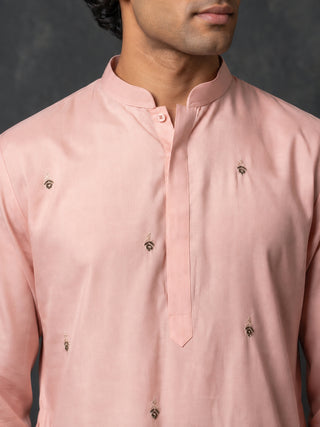 Silk Blend Embroidered Kurta for Men