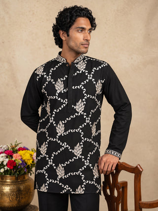 Japanese Fabric Embroidered Short Kurta & Korean Pants