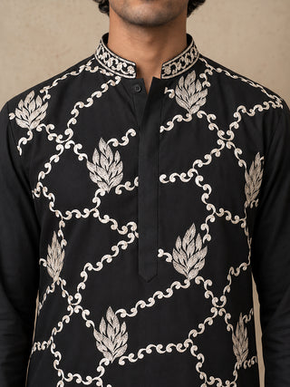 Japanese Fabric Embroidered Short Kurta & Korean Pants
