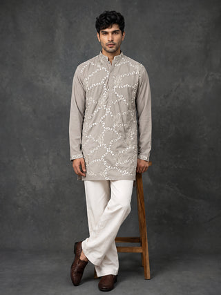 Japanese Fabric Embroidered Short Kurta & Korean Pants