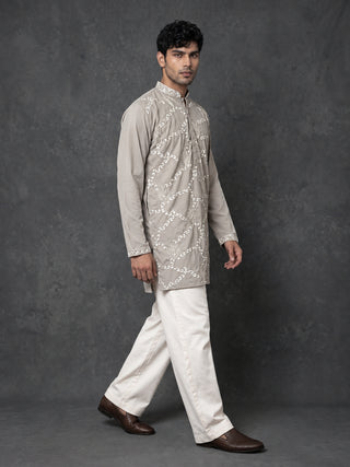 Japanese Fabric Embroidered Short Kurta & Korean Pants