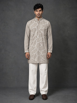 Japanese Fabric Embroidered Short Kurta & Korean Pants