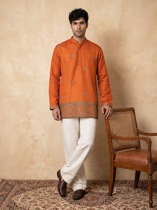 Cotton Embroidered Short Kurta with Korean Pants
