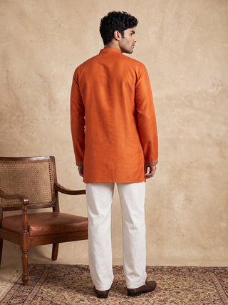 Cotton Embroidered Short Kurta with Korean Pants