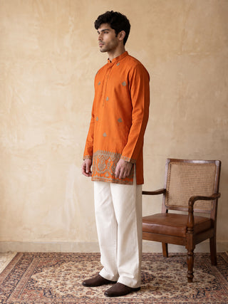 Cotton Embroidered Short Kurta with Korean Pants