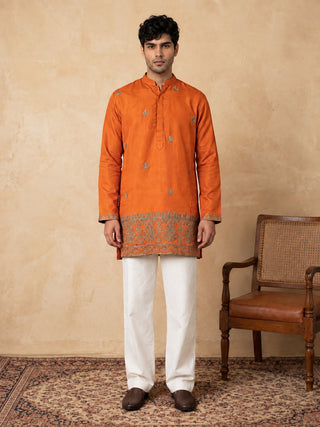 Cotton Embroidered Short Kurta with Korean Pants