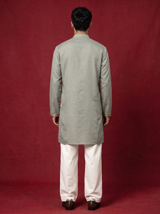 Cotton Embroidered Short Kurta with Korean Pants