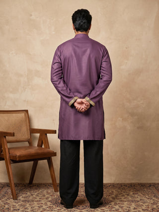 Silk Blend Floral Embroidered Short Kurta & Korean Pants