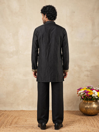 Floral Embroidered Short Kurta with Korean Pants