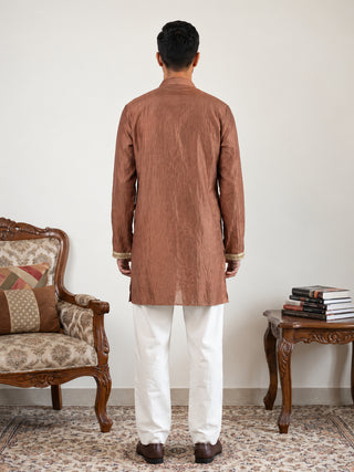 Floral Embroidered Short Kurta with Korean Pants