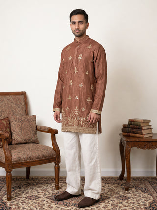 Floral Embroidered Short Kurta with Korean Pants
