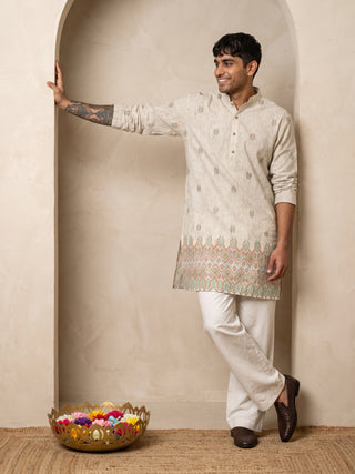 Floral Print Short Kurta with Korean Pants