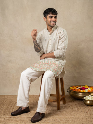 Floral Print Short Kurta with Korean Pants