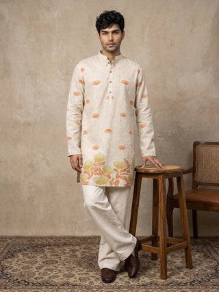 Floral Print Short Kurta with Korean Pants