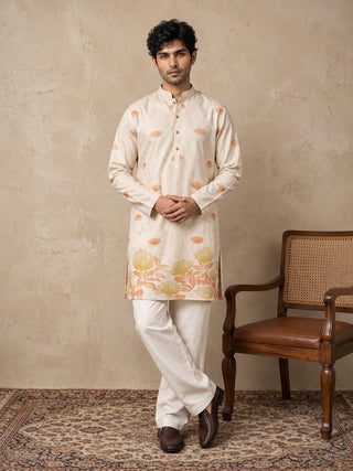 Floral Print Short Kurta with Korean Pants