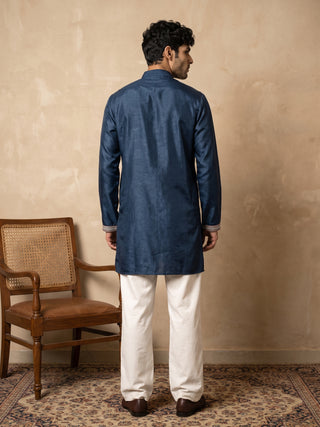 Cotton Blend Embroidered Short Kurta With Korean Pants