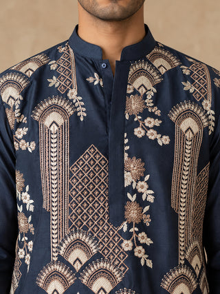Cotton Blend Embroidered Short Kurta With Korean Pants