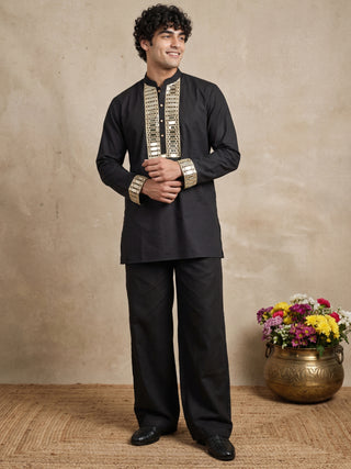 Mirror Work Designer Short Kurta With Korean Pants