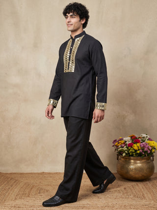 Mirror Work Designer Short Kurta With Korean Pants