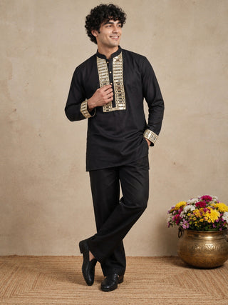 Mirror Work Designer Short Kurta With Korean Pants
