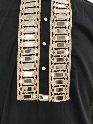 Mirror Work Designer Short Kurta With Korean Pants