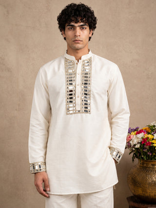 Mirror Work Designer Short Kurta With Korean Pants