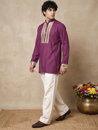 Mirror Work Designer Short Kurta With Korean Pants