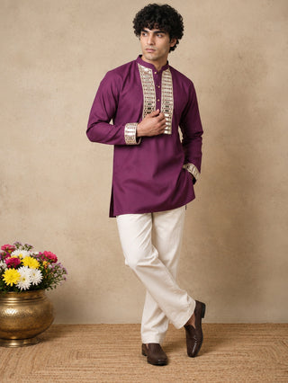 Mirror Work Designer Short Kurta With Korean Pants