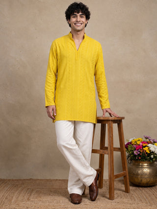 Rayon Embroidered Short Kurta with Korean Pants