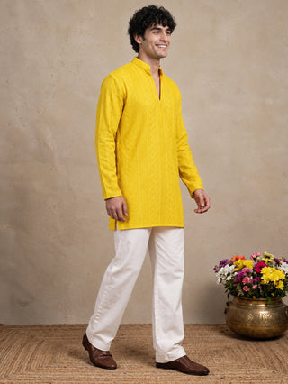 Rayon Embroidered Short Kurta with Korean Pants