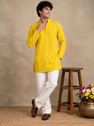 Rayon Embroidered Short Kurta with Korean Pants
