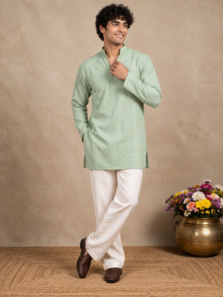 Rayon Embroidered Short Kurta with Korean Pants