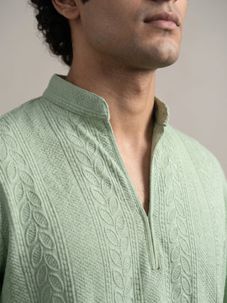 Rayon Embroidered Short Kurta with Korean Pants