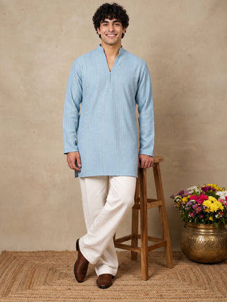 Rayon Embroidered Short Kurta with Korean Pants