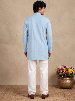 Rayon Embroidered Short Kurta with Korean Pants