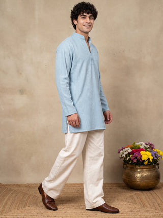 Rayon Embroidered Short Kurta with Korean Pants