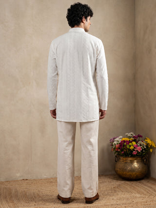 Rayon Embroidered Short Kurta with Korean Pants