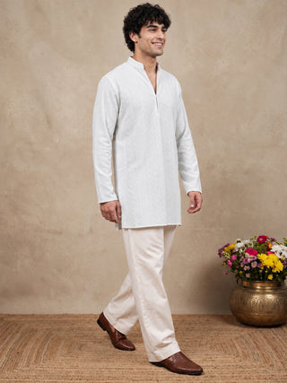 Rayon Embroidered Short Kurta with Korean Pants