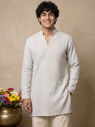Rayon Embroidered Short Kurta with Korean Pants