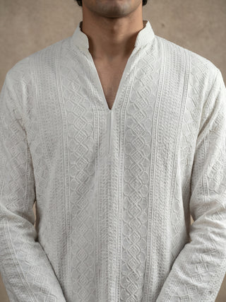 Rayon Embroidered Short Kurta with Korean Pants