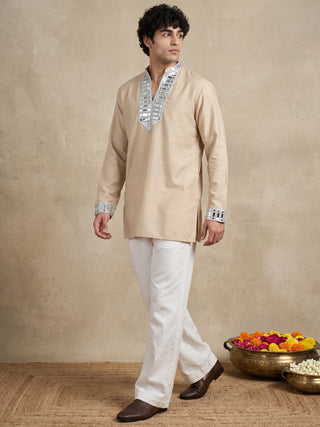 Mirror Work Designer Short Kurta With Korean Pants