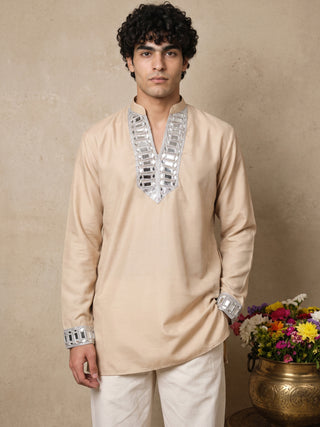 Mirror Work Designer Short Kurta With Korean Pants